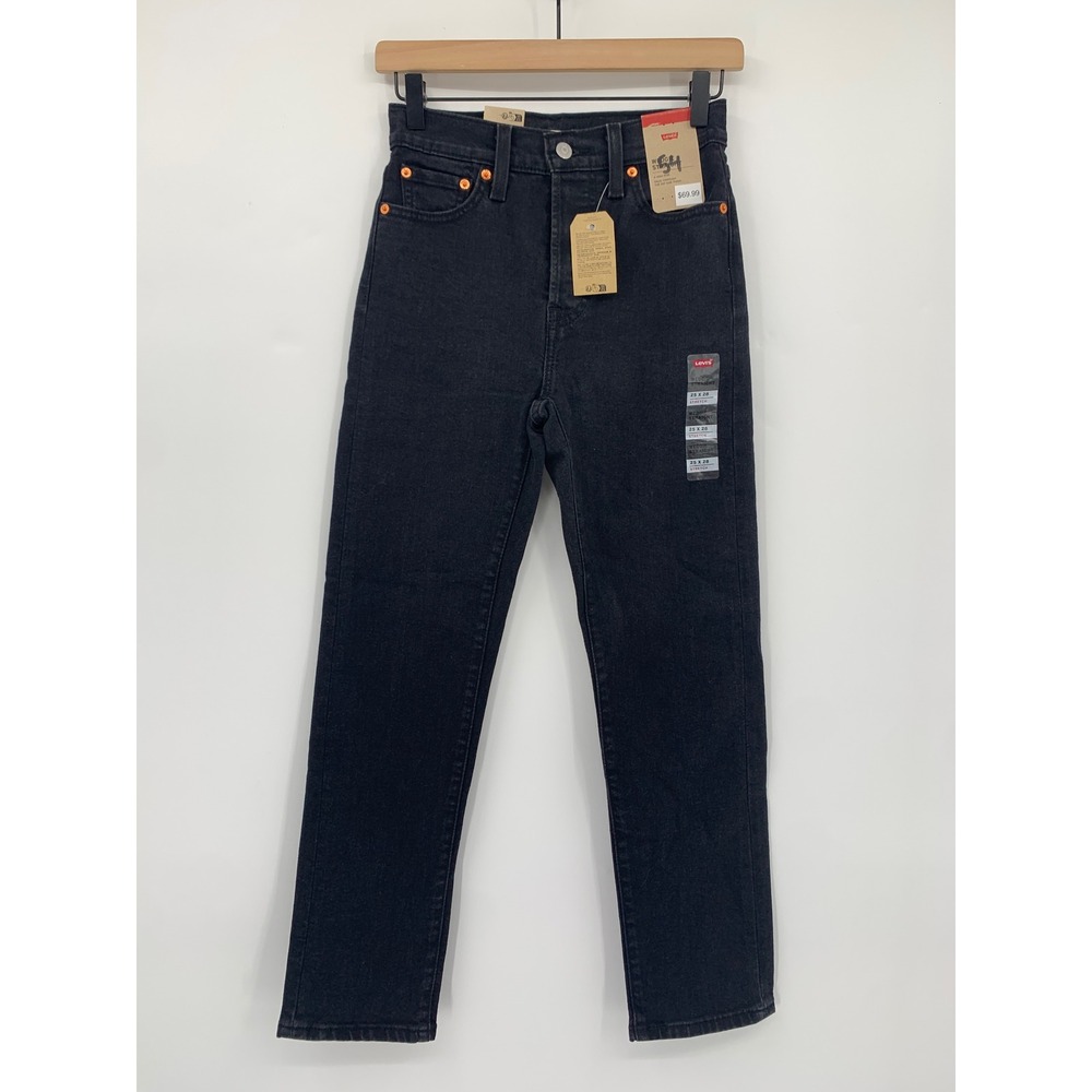 Levis Wedgie Straight Jeans Womens 25 Black Button Fly Denim Pants NEW